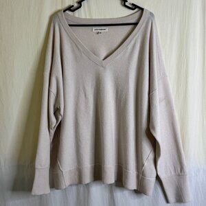 NWOT Lucky Brand Ladies' Super Soft V-Neck Sweater, Cream, Pullover, Size XXL